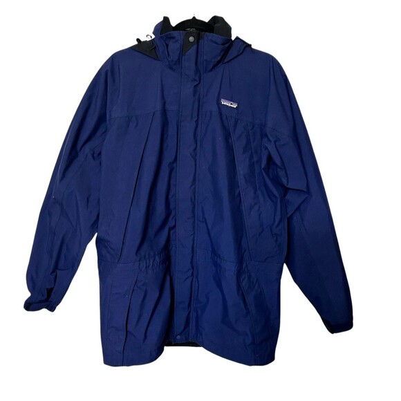 Patagonia Mens Goretex Nylon Blue Waterproof Hooded Rain Ski Full Zip Jacket  M - Picture 1 of 16